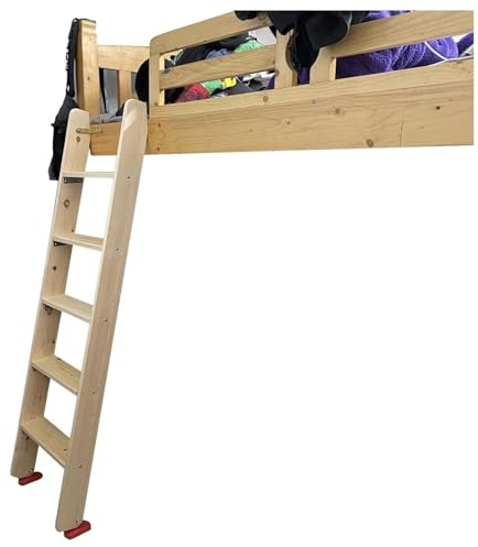 Våningssängstege/ersättningsstege, universell platsbesparande husbilsstege, loftsäng inomhus Lutande trästege med krokfäste och halkskyddsfötter (storlek: 150 cm (59 tum))