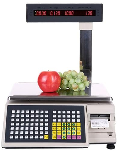 Våg för etikettutskrift, kommersiell digital räknevåg, prisskala, dubbelsidig skärm, 15 kg/30 kg kapacitet för stormarknadshandel/detaljhandel,30kg/10g