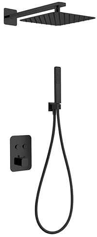 Imex - Colonne de douche encastrée thermostatique sans robinet | Ensemble de douche avec pommeau et flexible | Robinetterie avec pommeau douche effet pluie | Débit de 12 l/min | Série Madeira |