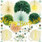 Decoración de cumpleaños reutilizable para fiestas, guirnalda de cumpleaños, decoración de tartas, pompones, farolillos de papel, bolas de panal, confeti, decoración de cumpleaños, verde, dorado,