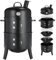 Horno Ahumador, Ahumador 3 en 1, Ahumador con Chimenea, Barbacoa de Carbón, con Termómetro, 2 Rejillas de Acero Inoxidable (φ 37,5 cm), Barbacoa Ahumadora para Ahumar, Asar y Cocinar