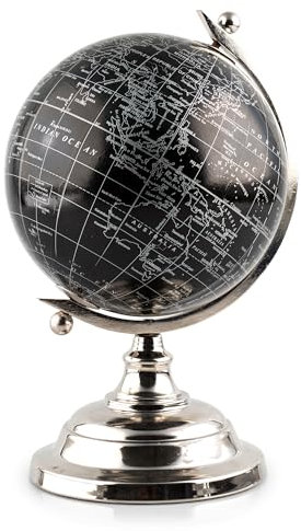 Pajoma Globus - Weltkugel Black aus Metall und Kunststoff | Dekorative Weltkugel im eleganten Schwarz-Design, 27 cm Höhe | Stilvolles Accessoire und Geschenkidee - pajoma®