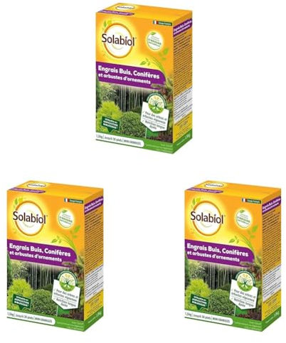 SOLABIOL Engrais Conifères et Arbustes d'ornement - 1,5 Kg - 100% Organique - Action Longue Durée SOCONY15 (Lot de 3)