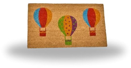 Garden Mile Large Coir Door Mats 23 x 53cm - Non-Slip PVC Backing - Indoor/Outdoor Weather resistant Premium Heavy Duty Eco Friendly Thick Coir Door Mat - Dirt trapping Entrance Door Mat (Balloons)
