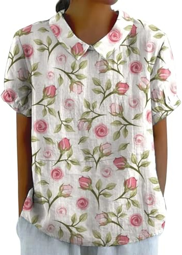 Uwdiohq Chemises Boutonnées en Soie pour Femmes Manches Courtes Décontractée T-Shirt Blanches Habillées 0 Tee Shirt Femme Vert Emeraude Chemisiers Et Blouses Camel Top Manche Longue Blouse