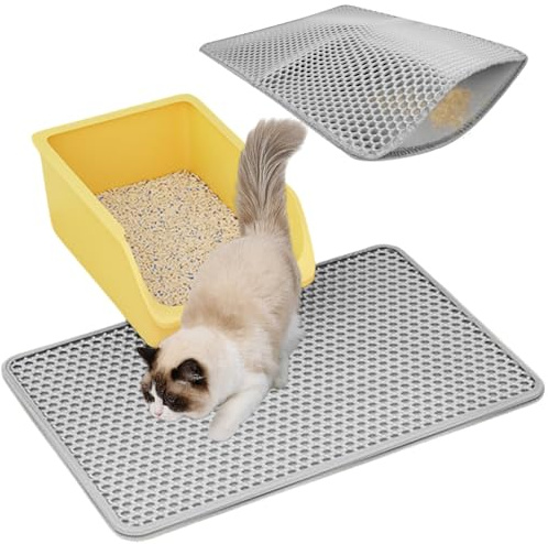 Tappetino Lettiera Gatto,Tappeto Lettiera Gatto Doppio Strato Antiscivolo,Tappeto Lettiera Gattoss Impermeabile Doppio Strato Tappetino per Lettiera Gattos,EVA Tappetino per Gatti