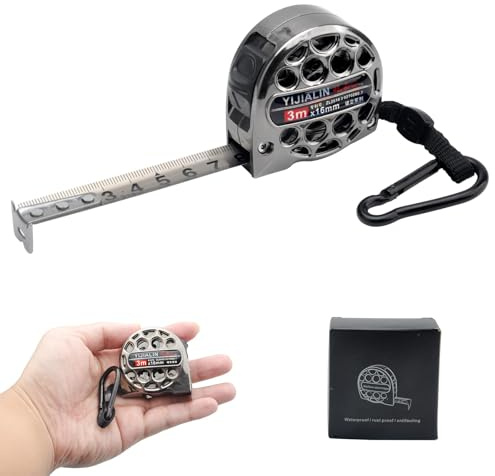 Cinta métrica retráctil, cinta métrica hueca de acero inoxidable, cinta métrica hueca retráctil de alta precisión, cinta métrica de acero inoxidable niquelada para industria y hogar (3 m x 16 mm)