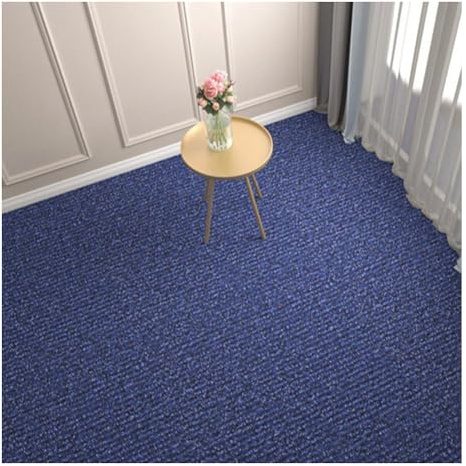 Moqueta en losetas, 30 x 30 cm, resistente revestimiento de suelo, antideslizante, autoadhesiva y recortable para dormitorio, cocina, sal贸n,Azul,12 Piezas