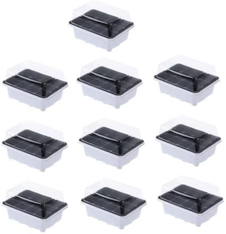 JOINPAYA 10paquete Kit Bandejas Germinadoras con Tapa Transparente y Base para Celdas para Cultivo De Suculentas Bonsáis y Plantas Pequeñas Jardinería Interior