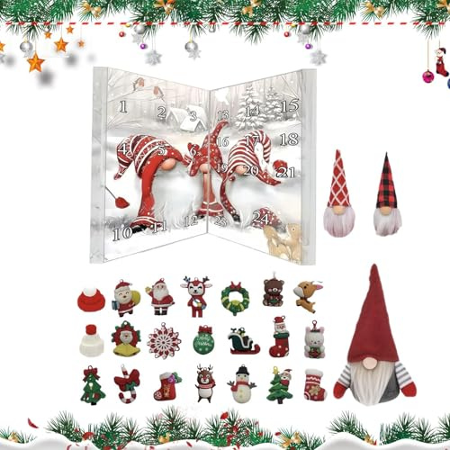 Jultomtender - 24 dagars nedräkning | Festliga dvärgprydnader för och vuxna, bordsdekoration, öppen spis, , , kontor, kändis