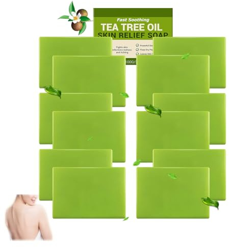 Tea Tree Oil Soap, Tea Tree Oil Soap Bar for Face & Body, Gently Exfoliates, Deep Pores Cleansing, Soothing Nourishing and Moisturizing, Gentle Exfoliating Bar for Men & Women (12pcs)