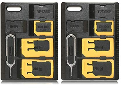 2 Packs SIM Adapter Kit With Tray Eject Pin, Card Holder, Micro SD and Nano Storage Tool Set for Standard Memory Cards, Compatible With Nano