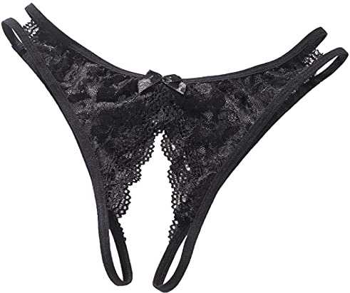 KHUFUZI Women's Sexy Lace Lingerie G-String Panties Dress Sleepwear Clothing Thongs Knickers Perfect for Girlfriend Wife (Black)