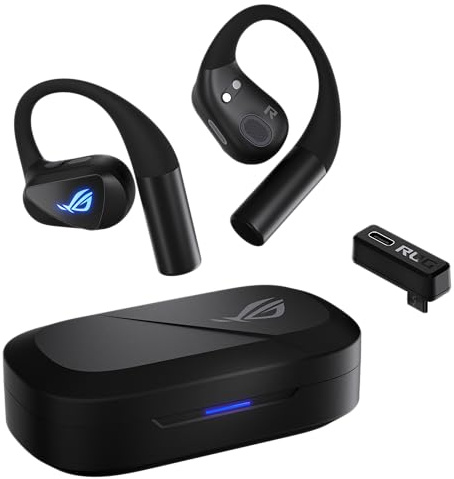 ASUS ROG Cetra Open Wireless - Écouteurs Gaming Ouverts Bimode - Noir | ROG SpeedNova 2,4GHz/BT, HP DLC 14,2mm, 4 micros IA, IPX5, 16h d'autonomie. Pour PC, PS5, mobile