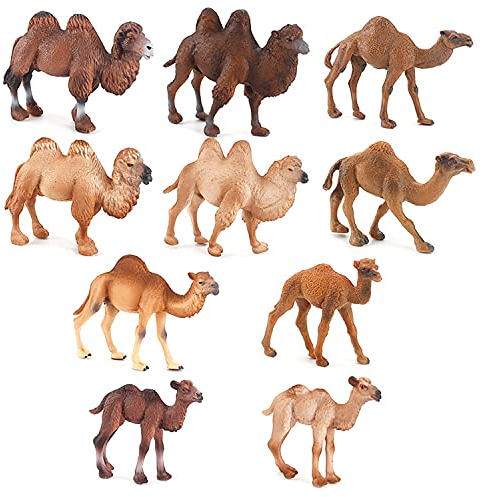 JOKFEICE Tierfiguren aus Kunststoff, Kamel-Familie, Action-Modell, Wissenschaftsprojekt, Lernspielzeug, Geburtstagsgeschenk, Kuchendekoration, für Kinder, 10 Stück