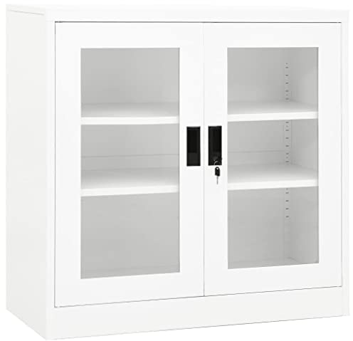 vidaXL Büroschrank Aktenschrank Metallschrank Universalschrank Stahlschrank Aufbewahrungsschrank Büromöbel Schrank Lagerschrank Weiß 90x40x90cm Stahl