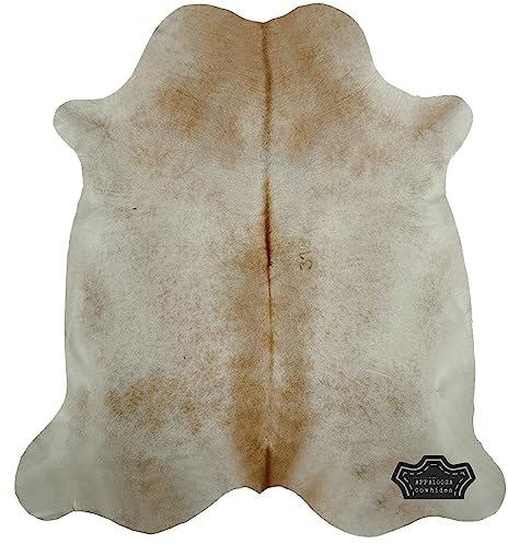 Appaloosa Cowhides Genuine Cowhide Rug - Natural Leather Hide Rugs for Living Room & Area Rug for Bedroom - Cowhide Rug for Rustic Home Decor - Champagne Rare Breed Cow Hide Rugs 6x6-7ft