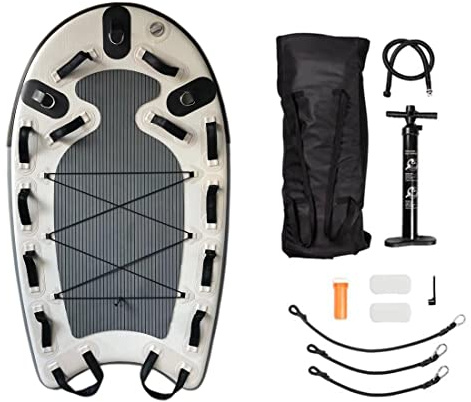 Vinfgoes Water Rescue Sled Inflatable Floating Mat Jet Ski Sled Board For Professional Emergency Rescue By Lifeguards, Fire & Rescue, Big Wave Surfing (Grey)