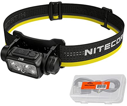 Nitecore NU43 USB-C wiederaufladbare Stirnlampe, 1400 Lumen, hell, leicht, für Camping, Laufen oder Arbeiten, mit Spot, Flutlicht, rotem Licht und Lumentac Organizer