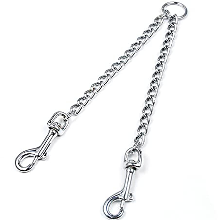 JVHLOV Doppelte Hundeleine aus Metall, 360° Drehbarer Splitter für Zwei Hundeleinen, Doppel-Hundenkupplung, Doppelleine, für Zwillinge und Große Mittelgroße und Kleine Hunde