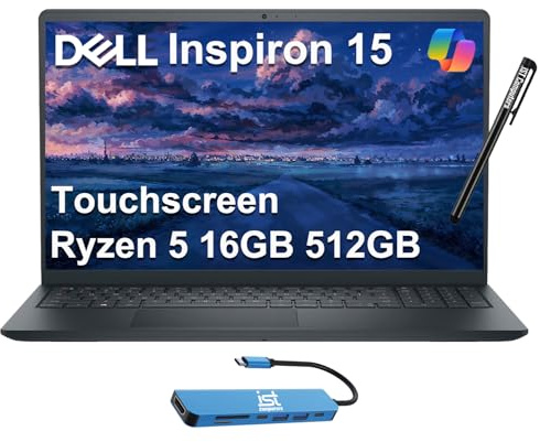 DELL Inspiron 15 15.6 Business Laptop (FHD Touchscreen, AMD Ryzen 5 7530U, 16GB RAM, 512GB PCIe SSD, (6-Core Beat i7-1165G7)) Numeric Keypad, Webcam, 2024 Inspiron 3000 3535, Win 11 Pro, Carbon Black