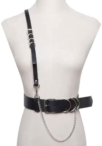 Fashion Harnais Ceinture De Corps en Cuir Noir Punk Poitrine De Poitrine De Chaîne De Carrosserie Réglable Ceinture De Chaîne Corporelle pour Les Femmes