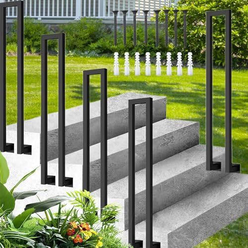U-förmiger Treppenhandlauf, Handläufe Treppen, Treppengeländer Außen, Glasgeländer Nordische Moderne Seitlic Angebrachtes Schmiedeeisernes, Geländer Treppe für Villen, Wohnungen (100cm, Schwarz)
