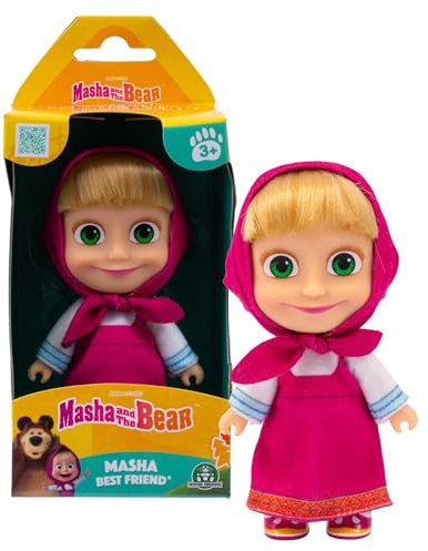 Giochi Preziosi Masha E Orso - Bambola Masha Alta 12 Cm Con Vestito Estivo Rosso E Foulard Abbinato, Fedele Riproduzione Visto In Tv, Per Bambni A Partire Dai 3 Anni