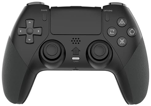 Manette de jeu sans fil pour PS4/PC/Android/iOS, manette de jeu Bluetooth avec turbo, double vibration, mouvement 6 axes, programmation macro, longue durée de vie, compatible avec les jeux PS4 sur PS5