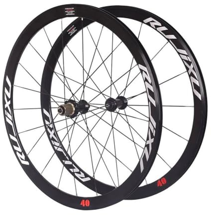 Juego de ruedas de bicicleta de carretera 700C con freno de llanta y buje de carbono, 40 mm de profundidad, compatible con 8/9/10/11 velocidades, 18-25C, 700C, liberación rápida, radios de 16/24H (b