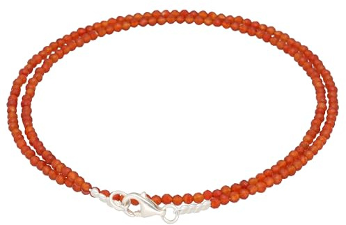 Karneol Kette 2 mm facettiert 925 Silber Halskette Edelstein Damen