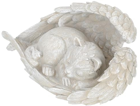 Beavorty Pierres Commémoratives pour Animaux de Compagnie en Céramique Statue Ange Chat, Ornement Funéraire pour Jardin et Mémorial Décoratif
