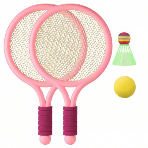 Ensemble de Badminton pour Enfants, Raquettes de Tennis 2 pièces pour Jouer en intérieur et en extérieur, Jouet Jeu Parent-Enfant, Ensemble Badminton Rose pour Enfants