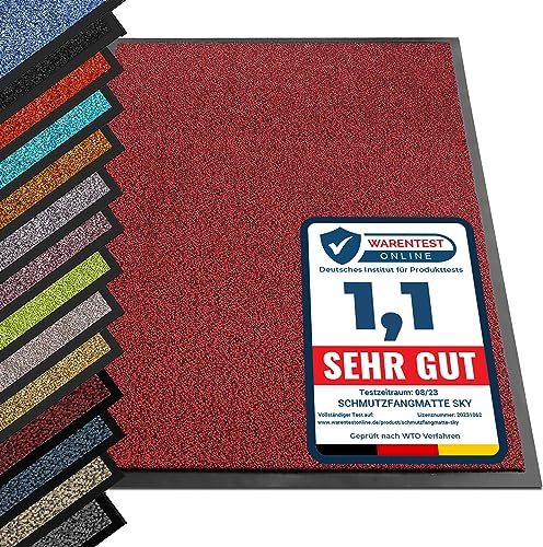 etm® Schmutzfangmatte - Note 1,6: Sieger Preis-Leistung - Fußmatte in vielen Größen - Türmatte Fußabstreifer für Haustür innen und außen (Rot-Schwarz, 40x60 cm)