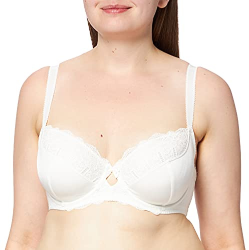 DORINA Celine Non-Padded Underwired Bra for Women, Floral Lace & Soft Micro Fabric, Adjustable Picot Straps, Power Mesh Back, Satin Bow Detail, Ivory