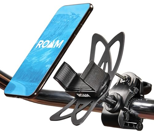 Roam Universal Black Net Bike Phone Mount Holder, 360° Rotation Hands Free Cell Navigation System for Motorcycle eBike Dirt Road Cruiser Scooter Jogging Stroller, Adjustable Up to 3.6 W x 7 L