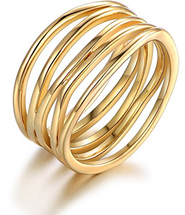 Barzel 18K Gold Plated Statement Ring For Women – (Gold, 8)