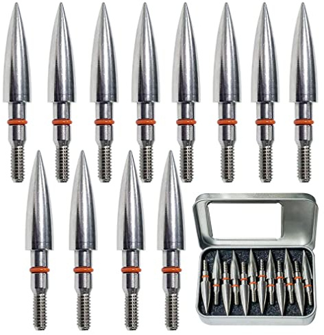Field Points arrowheads 125 Grains Archery Field Points, 5/16 Stainless Steel Screw in Archery Field Tips and Broadheads (1 Dozen 12 PCS)