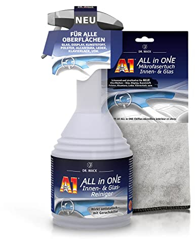 Autopflege Set: Dr. Wack ALL in ONE Innenreiniger Glasreiniger Kunststoffreiniger + Dr. Wack ALL in ONE Mikrofasertuch für Innen & Glas | 2-teilig