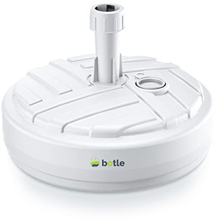 Support de parasol - Blanc - En plastique - Forme ronde - Pour jardin, terrasse, plage, parasol, sable, eau ou gravier - Support de mât