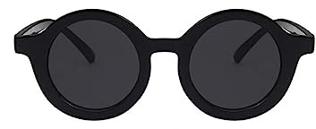 Ailan Gafas de Sol ópticas Redondas Gafas de bebé Color Crema Adorable Niño pequeño Protección Accesorios de Ropa clásicos, Gris Negro Brillante