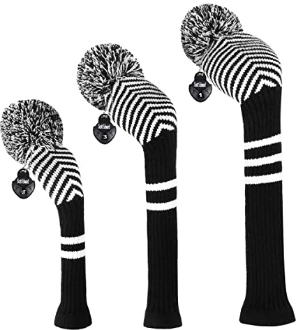 Scott Edward Stickad pom pom golf huvudbonad set för drivrutinträ, Fairway och Utilities, Drickhuvudskydd, träörngott, andra klubbfodral