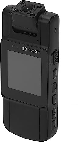 Sxhlseller Tragbare 1,54-Zoll-Körperkamera, 4K-Video-Körperkamera, Kleine Versteckte Infrarot-Nachtkamera mit Bewegungserkennung, Objektiv um 180 ° Drehbar für Lieferungen Im