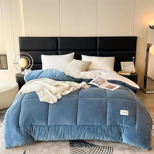 XHDZSW Cottage Couette d'hiver chaude en velours d'agneau épais et moelleux, en velours d'agneau épais Bleu 220 x 240 cm (3 kg)