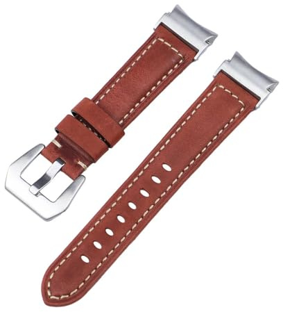 20mm Läderband med snabb passform för Samsung Galaxy Watch 6 5 4 40 44mm klocka 5 pro 45mm för 6/4 classic 43 47mm 42 46mm Klockarmband,Brick Red Silver,för klocka 6 40 44mm
