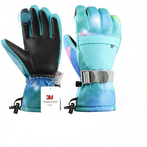Pnosnesy Ski Gloves, Warmest Waterproof and Breathable Snow Gloves for Cold Weather, Fits Both Men & Women,for Parent Child Outdoor