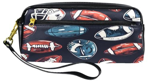 VAPOKF PU-Federmäppchen für Schüler, Schreibwaren-Tasche mit Reißverschluss, für Jungen und Mädchen, Schul- und Bürobedarf – American Football Helme, multi, 20.5x5x8.5cm/8.1x2x3.3in, Taschen-Organizer