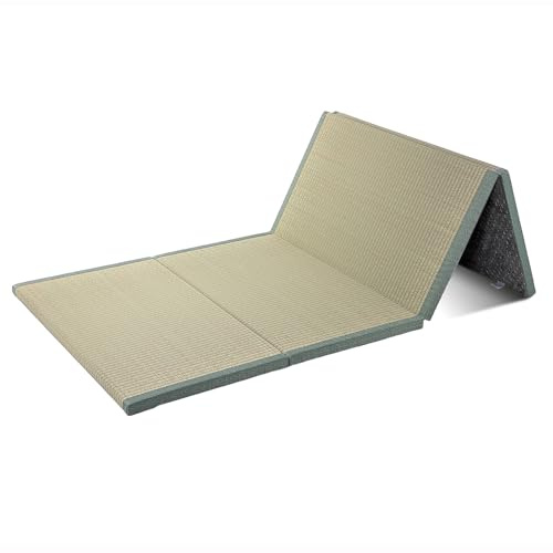 Batel Huh Tappetino Giapponese Tatami, Naturale Igusa, Materasso Pieghevole Futon, Futon Giapponese, Tappeto per Dormire, Meditazione, Yoga Zen, Verde, 90x200x3.5cm