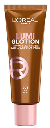 L'Oréal Paris Lumi Glotion, Multi-Use Flüssiger Highlighter für Gesicht und Körper, Natural Glow Make Up, mit feuchtigkeitsspendender Hautpflege [Glycerin & Sheabutter], Farbe 905 Rich Deep, 1x40ml