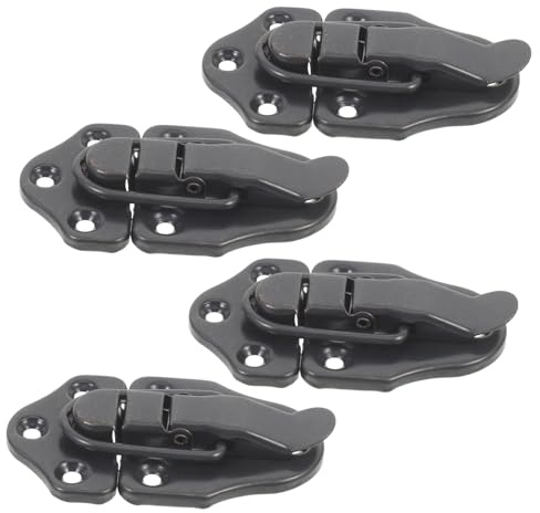 Operitacx Hebillas de Pestillo de Hierro para Caja Pequeña, 4 Piezas, Fácil Desmontaje, Práctico para Manualidades y Fabricación de Cajas, Color Negro